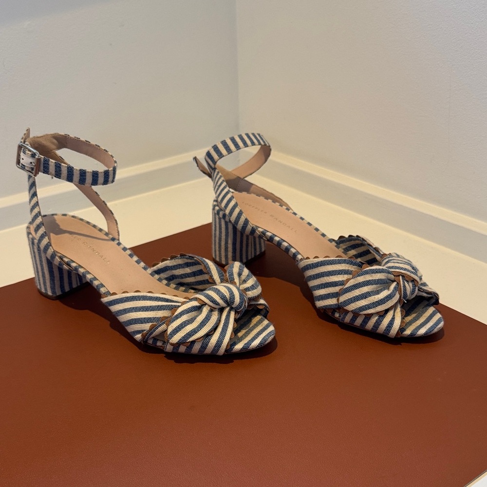 Loeffler Randall Blue and White Striped Sandals - Picture 2 of 4